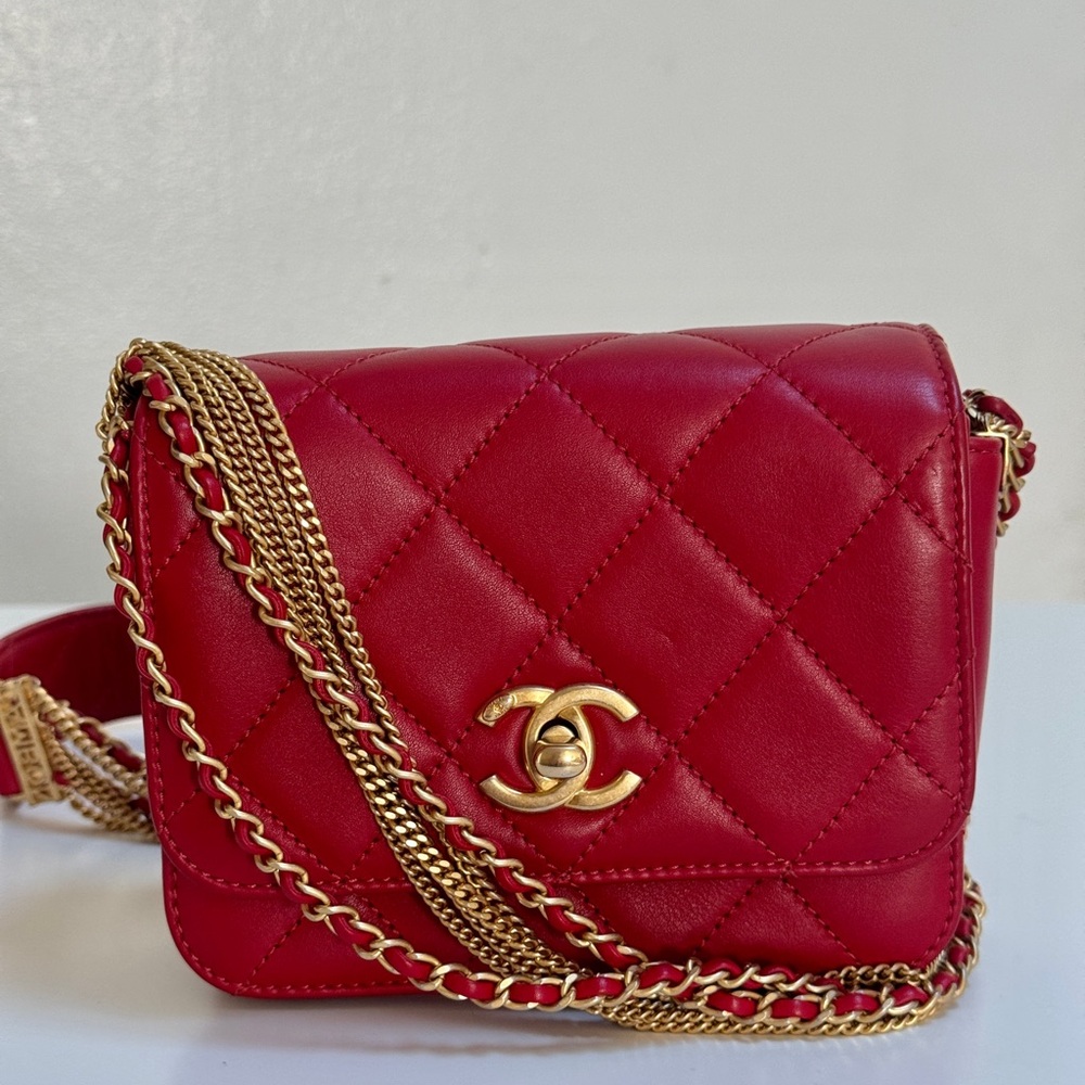 Chanel Cambon Mini Red Lambskin Flap Bag - Picture 2 of 14